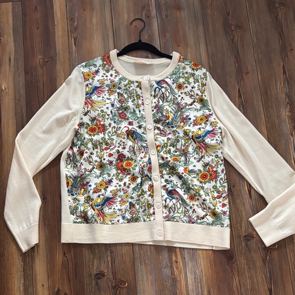 Tory Burch Silk-Front Merino-Wool Cardigan XL - Picture 5 of 12